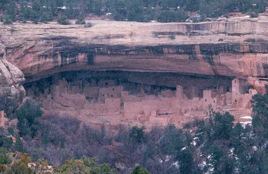Cliff Palace no Parque Nacional de Mesa Verde, situado no extremo sudoeste do...
