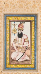 Retrato de Nadir Shah, um de um par com Karim Khan Zand, Qajar Iran
