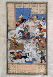 A Batalha entre iranianos e turanianos, século XVI.