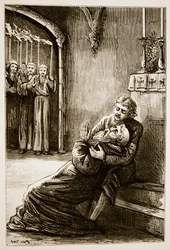 Morte de São Columba, de The Trias Thaumaturga, ou Three Wonder-Working Saints of Ireland, de Mary Cusack (1829-99), publicada em 1890