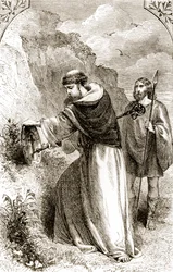São Patrício, Marcando Connals escudo com a cruz, de The Trias Thuamaturga, ou três maravilha-trabalhando Santos da Irlanda, por Mary Cusack (1829-99) publicado em 1890
