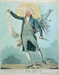 "Wha Wants Me", banda desenhada de Tom Paine and the Rights of Man e Common Sense por Isaac Cruikshank (1756-c.1811/16)