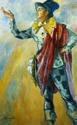 Retrato de Karl Gerhard como Thesbis, em pé a todo o comprimento