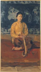 Uma mulher javanesa sentada, c.1916 (óleo sobre tela)