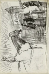Cavaleiro e figuras na rua