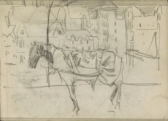 Paisagem de Cityscape com cavalo