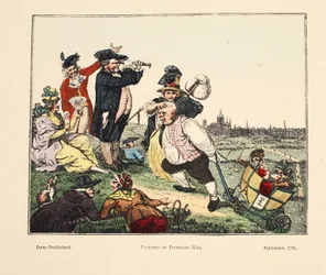 Passatempos de Primrose Hill, 1791 (gravura colorida à mão)