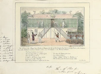 The Arrest of John Morgan, Esq., Merchant, Singapore, outubro de 1824, por John Crawford Esq., Residente, Ex-Doctor on the Companies Service, Late Ambassador to the Court, Bangkok, Siam, and Umrapoorah, Império Birmanês, maio de 1827