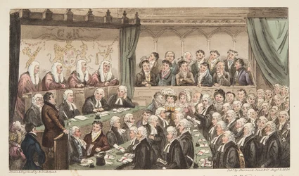Westminster Hall, do The English Spy, pub. 1824 (gravura colorida à mão)