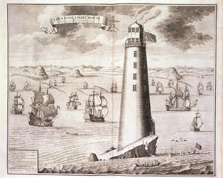O farol de Eddystone, gravado por Hendrick Hulsbergh, 1713 (veja igualmente 40669)