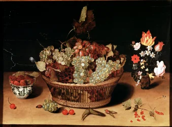 Natureza morta com flores e frutas Pintura de Isaac Soreau (1604-1644) Século XVII Turim Galleria Sabauda, inv 758