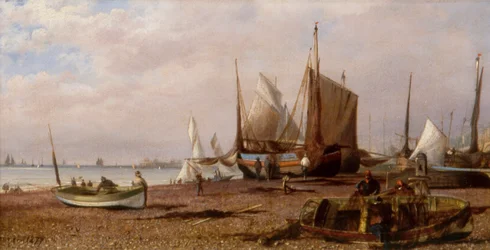 Brighton Beach com barcos de pesca