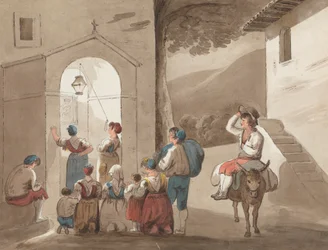 Depois de Pinnelli - Grupo de Camponeses Fora de uma Igreja