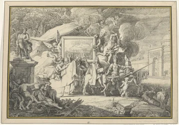 Sátira sobre a pintura e a Academia Francesa
Le Triomfe du Vangeur d