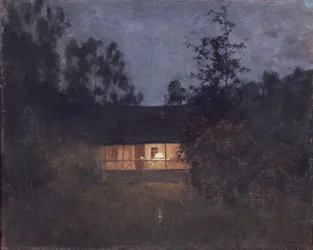 Casa de campo no crepúsculo, década de 1890