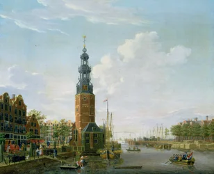 Vista, de, amsterdão, com, a, Montelbaanstower, ligado, a, Oude, Schans, 1777