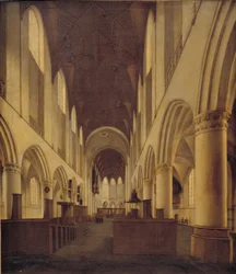 Interior da Igreja de São Bavo em Haarlem. Vista da Nave para o Coro