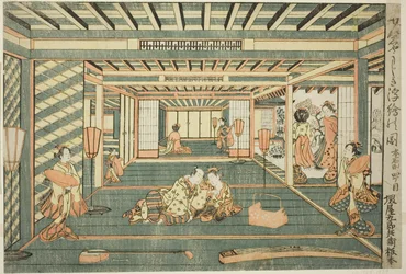 Imagem em perspectiva de uma sala grande (Senjojiki uki-e no zu)