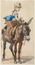 Garota em um burro.