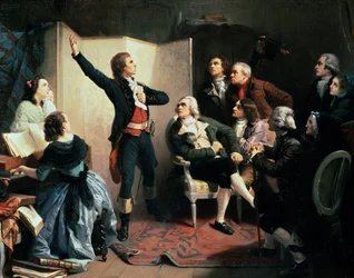 O poeta e compositor Claude Joseph Rouget de Lisle interpretando a Marselhesa, 24 de abril