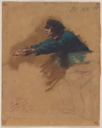 Jovem, inclinando-se para a frente com os braços estendidos ..., c. 1851