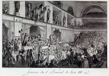 Revolução Francesa: o Dia da Insurreição Popular contra a Fome no I Prairial do Ano III (20/05/1795): a população invadiu a Convenção e massacrou o deputado Jean Bertrand Feraud (1759-1795), encarregado do abastecimento de Paris, que op