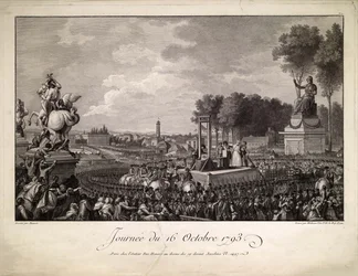 Dia de 16 de outubro de 1793 A execução de Maria Antonieta em 16 de outubro de 1793, c. 1795.