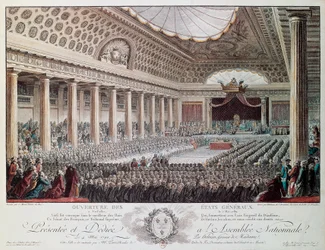 Abertura dos Estados Gerais em Versalhes em 1789, gravura de Helmann, Revolução Francesa, França