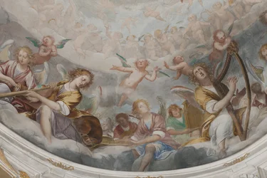 Anjos, músicos anjos e puttos, detalhe do Paraíso com o Pai eterno, c.1623-34 (detalhe de 3496185)
