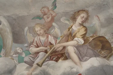 Anjos, músicos anjos e puttos, detalhe do Paraíso com o Pai eterno, c.1623-34 (detalhe de 3496185)