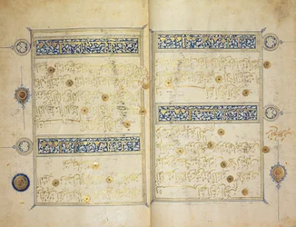 Páginas iluminadas de um manuscrito do Alcorão, Il-Khanid Mameluke School