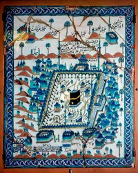 Arte Islâmica: vista de Meca e Kaaba (Ka