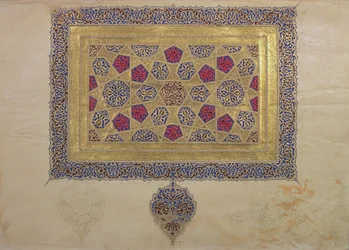 Página de um manuscrito do Alcorão, iluminado por Mohammad ebn Aibak, Período Il-Khanid, início do século XIV