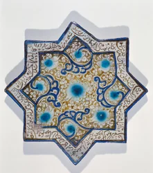 Telha dourada folheada em forma de estrela em forma de estrela no estilo de Takht-e Solaiman, do século XIII a XIV (cerâmica)