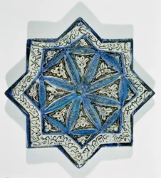 Telha dourada folheada em forma de estrela em forma de estrela no estilo de Takht-e Solaiman, do século XIII a XIV (cerâmica)