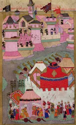 TSM H.1524 Cerco de Viena por Suleyman I (1494-1566) o Magnífico, em 1529, do &39;Hunername&39; de Lokman, 1588