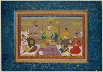 Yusuf Adil Shah entronizado com os próximos quatro monarcas de Bijapur, c.1750 (vellum)