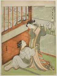 Gansos Descendentes em Yoshiwara (Yoshiwara no rakugan), da série "Eight Views of the Edo Pleasure Quarters (Edo irozato hakkei)"