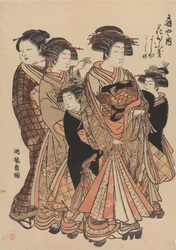 As cortesãs Hanaofuki, Yoshiya e Yoshino do bordel Ōgiya