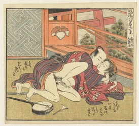 Casal de amor em Shamisen
Doze visões de Edo sofisticado (título da série)
Furyu Edo junikei (título da série sobre o objecto)