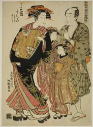 Manzan do Chojiya, da série "Modelos de moda: novos designs tão frescos quanto as folhas jovens (Hinagata wakana no hatsu moyo)"