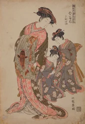Oiran Ukita, de nascimento Kanaya, da série: Novos modelos de jovens promessas (raparigas) / Hinagata Wakana no Hatsumoyo