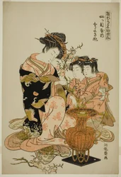 Sayoginu do Yotsumeya, da série "Modelos de moda: novos designs tão frescos quanto as folhas jovens (Hinagata wakana hatsu moyo)"