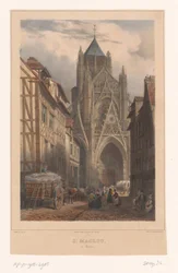 Vista da Igreja de Saint-Maclou em Rouen St. Maclou à Rouen (título no objeto) Rostos na França (título da série) La France (título da série)