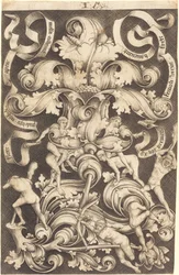 Ornamento com flor e oito selvagens