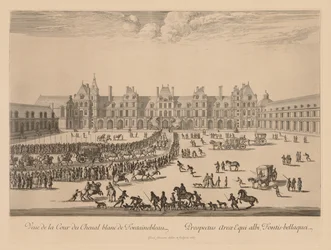 Vista da Cour du Cheval-Blanc em Fontainebleau, 1667.