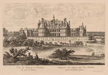 Vista do Château de Chambord, do lado da entrada