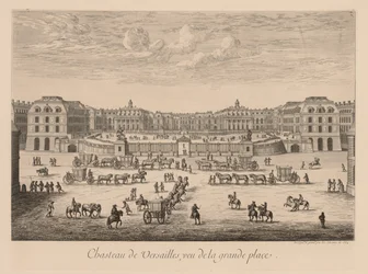 Vista do Palácio de Versalhes, visto da Grande Place