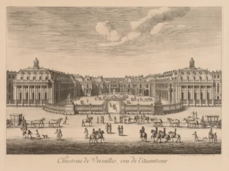 Vista do Palácio de Versalhes, vista do pátio de entrada, 1682.