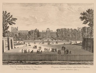 Vista do Palácio e Jardins das Tulherias, do lado de Cours la Reine